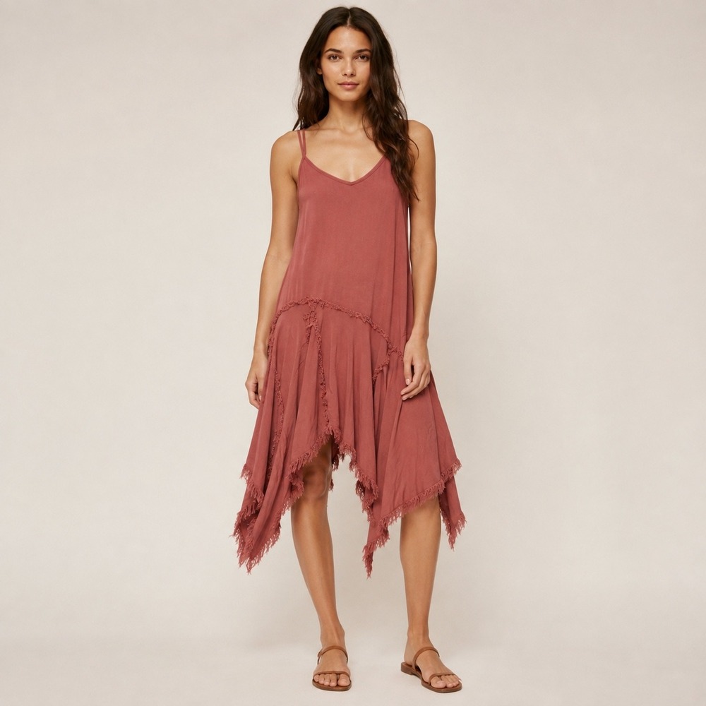 Intimately Free People Tattered Up Slip Dress Frayed Handkerchief Hem Boho XS